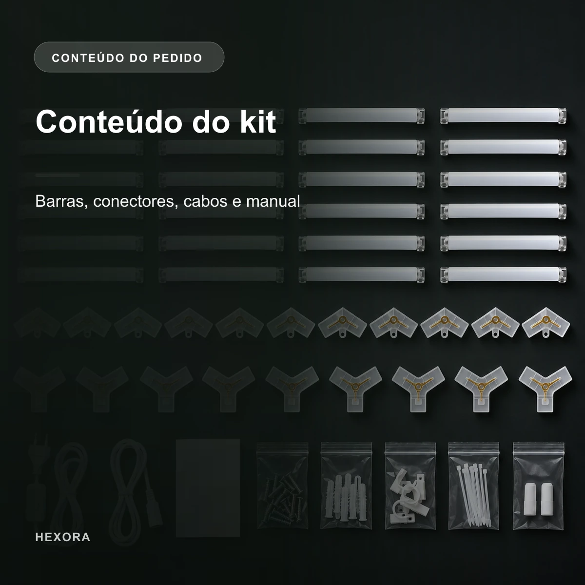 Conteúdo recebido de Luminária LED Hexagonal · Kit 5 Hexágonos