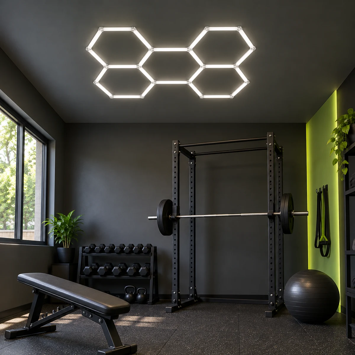 Cena ilustrativa 3 de Luminária LED Hexagonal · Kit 5 Hexágonos